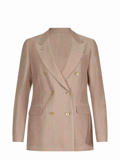 Tagliatore Double-breasted Jacket In Cotton In Brown