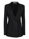 Tagliatore Stretch Wool Double-breasted Jacket In Black