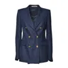 Tagliatore J-parigi Double Breasted Jacket In Blue Linen Twill