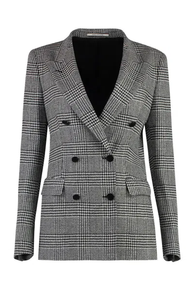 Tagliatore J-parigi Houndstooth Double Breast Blazer In Black