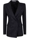 Tagliatore Metallic Tweed Double-breasted Blazer In Black
