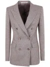 Tagliatore Wool Double-breasted Jacket In Burgundy