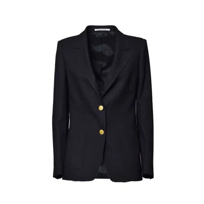 Tagliatore J-parigi Single Breasted Jacket In Black Viscose Blend In Blue