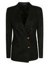 Tagliatore Double-breasted Wool Jacket Peak Lapels In Nero