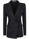 Tagliatore Metallic Tweed Double-breasted Blazer In Black