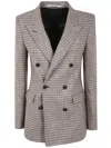 Tagliatore Houndstooth Double-breasted Blazer In Gray