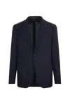 Tagliatore Single-breasted Wool Jacket With Lapel Collar In Blue
