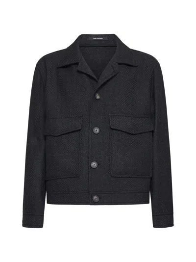 Tagliatore Long-sleeved Casual Jacket In Charcoal Grey