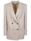 Tagliatore Natural Double-breasted Cashmere Jacket In Avano