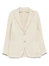 Tagliatore Textured Tailored Blazer With Notch Lapels In Beige