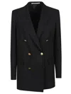 Tagliatore Fitted Double-breasted Button Blazer In Black