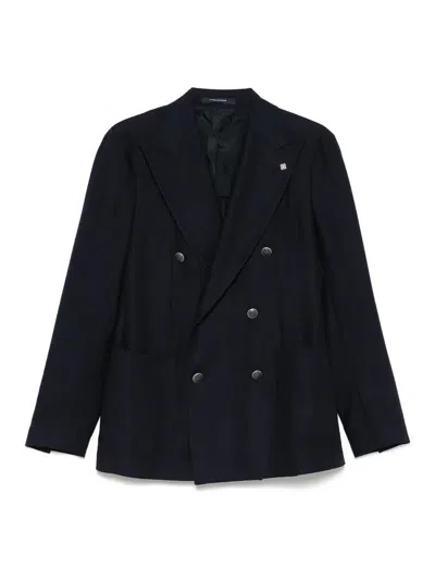Tagliatore Double-breasted Patch-pocket Blazer In Black