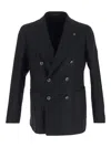 Tagliatore Jacquard Double-breasted Blazer In Black