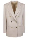 Tagliatore Natural Double-breasted Cashmere Jacket In Brown