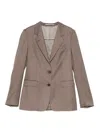 Tagliatore Brown Wool-silk Blend Tailored Jacket In Brown