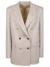 Tagliatore Natural Double-breasted Cashmere Jacket In Brown