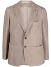 Tagliatore Textured-finish Notched-lapels Buttoned Blazer In Brown