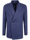 Tagliatore Montecarlo Herringbone-pattern Double-breasted Blazer In Blue