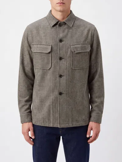 Tagliatore Chest Flap Pockets Shirt Jacket In Gray