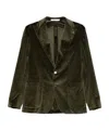 Tagliatore Velvet Single-breasted Blazer In Green
