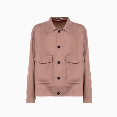 Tagliatore Amir Linen Shirt Jacket In Pink