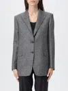 Tagliatore Notch Lapel Wool Jacket With Long Sleeves In Gray