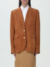 Tagliatore Suede Single-breasted Blazer In Camel