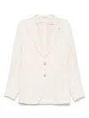 Tagliatore Taupe Plaid Tailored Jacket With Notched Lapels In White