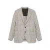 Tagliatore Embroidered Lapel Wool Blend Jacket