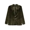 Tagliatore Velvet Single-breasted Blazer In Green