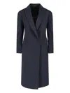Tagliatore Double-breasted Virgin Wool And Cashmere Coat In Blue