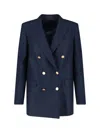 Tagliatore Double-breasted Virgin Wool Blazer In Blue