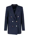 Tagliatore Double-breasted Virgin Wool Blazer In Blue