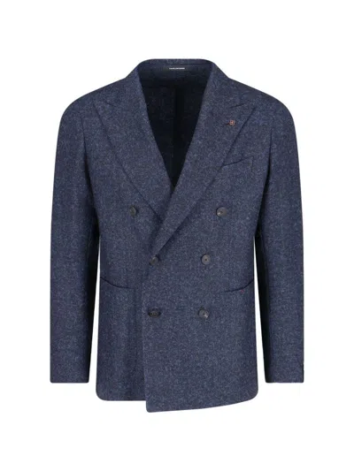 Tagliatore Tailored Double-breasted Jacket Front Pockets In Blue