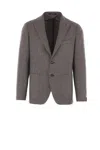 Tagliatore Classic Houndstooth Wool Blazer With Notched Lapels And Button Closure In Gray