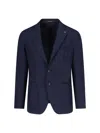 Tagliatore Pique-texture Single-breasted Blazer In Blue