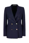 Tagliatore Structured Double-breasted Jacket Gold Buttons In Blue