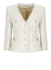 Tagliatore Beverly Crewneck Cotton Tweed Jacket In Beige