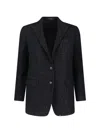 Tagliatore Tailored Black Jacket With Notched Lapel And Textured Fabric In Black