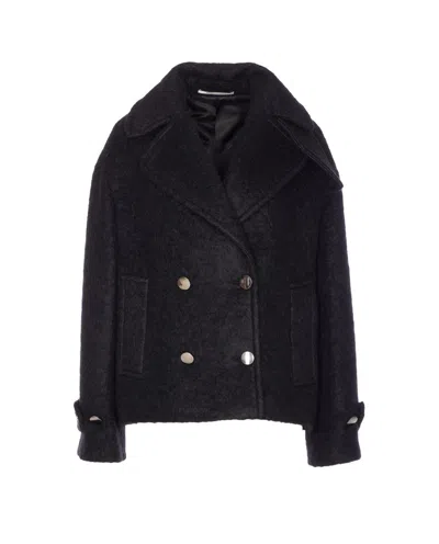 Tagliatore Waist Belted Double-breasted Jacket In Blue