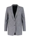 Tagliatore Check Pattern Notch Lapel Front Pockets Blazer In Black