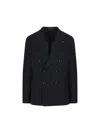 Tagliatore Ribbed Double-breasted Jacket In Blue