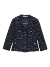 Tagliatore Tweed Frayed-edge Jacket In Black