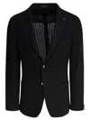 Tagliatore Lapel Jackets Textured Fabric Front Pockets In Black