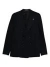 Tagliatore Double-breasted Striped Jacket In Black