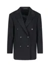Tagliatore Double-breasted Blazer Featuring Buttoned Cuffs In Black