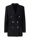 Tagliatore Double-breasted Blazer Gold-tone Buttons In Black