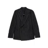 Tagliatore Striped Double-breasted Blazer In Black