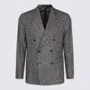 Tagliatore Textured Fabric Double-breasted Front Pockets Notch Lapel In Gray