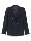 Tagliatore Structured Double-breasted Jacket Gold Buttons In Blue